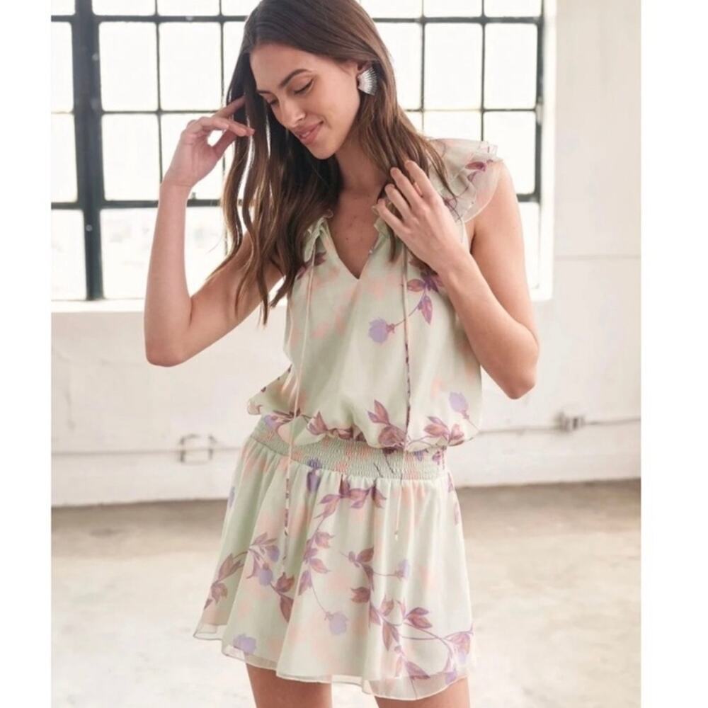 Amanda Uprichard Mini Dress Belle Kimmie in Monte Carlo Ruffles Floral Size XS